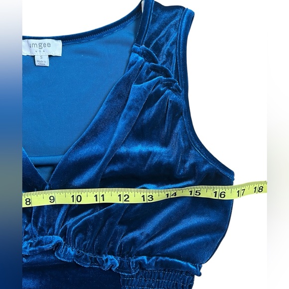 Umgee Sleeveless Velvet V-Neck Dress Small Size Blue Stretch - Picture 6 of 9